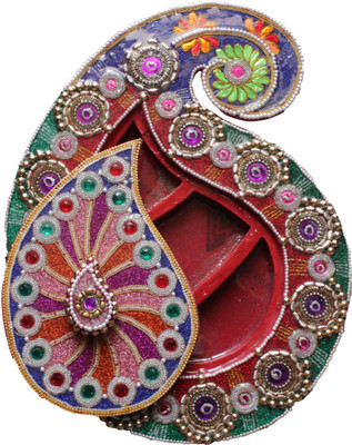 

Crafticia Wooden Dry Fruit Box With Washable Chemical Finish Wooden Decorative Platter(Multicolor)