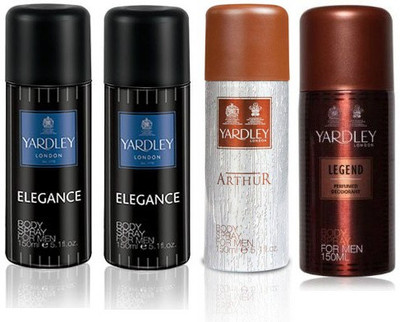

Yardley London Elegance & Arthur & Legend Body Spray - For Men(600 ml, Pack of 4)