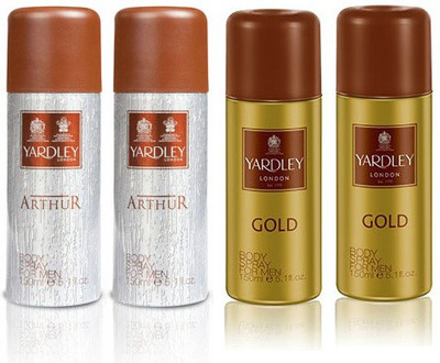 

Yardley London Gold & Arthur Body Spray - For Men(600 ml, Pack of 4)