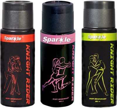 

Sparkle Knight Rider Combo Offer (Sets of 3) 150 ml Each Deodorant Spray - For Men(150 ml, Pack of 3)
