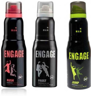 

Engage Rush , Jump , Frost Deodorant Spray - For Men(150 ml, Pack of 3)