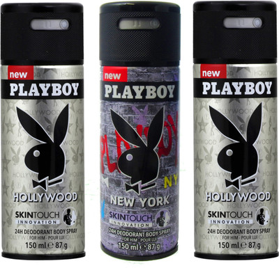 

Playboy 2Hollywood, 1New York (Pack of 3) Deodorant Spray - For Men(150 ml, Pack of 3)