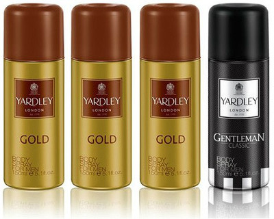 

Yardley London Gold & Gentleman Body Spray - For Men(600 ml, Pack of 4)