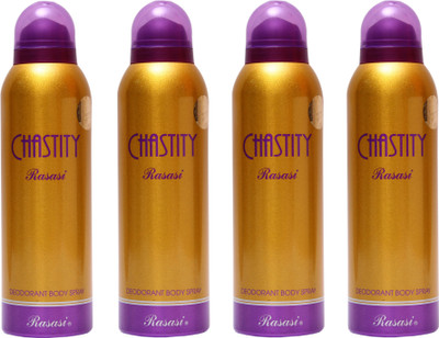 

Rasasi 4 Chastity Women Deodorant Spray - For Women(800 ml, Pack of 4)