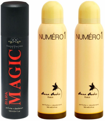 

Vincent Valentine Paris Dark Magic & Numero 1 Body Spray - For Men & Women(480 ml, Pack of 3)