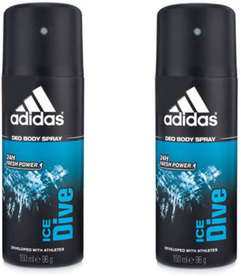 Adidas Ice Dive Deodorant Spray (Pack Of 2) Body Mist - For Men(300 ml, Pack of 2) available at flipkart for Rs.307