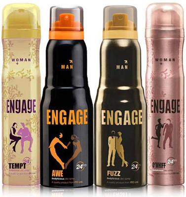

Engage Combo Set Of 4 Deodorant Spray - For Men & Women(165 ml, Pack of 5)