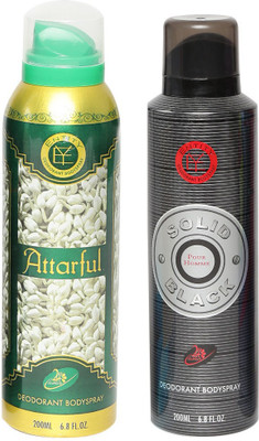 

YORK Solid Black & Attarful Deodorant Spray - For Men & Women(200 ml, Pack of 2)