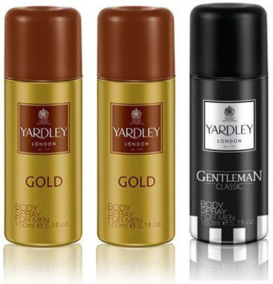 

Yardley London Gold & Gentleman Body Spray - For Men(450 ml, Pack of 3)
