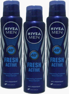 

Nivea FRESH ACTIVE Body Spray - For Men(150 ml, Pack of 3)