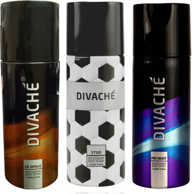 

Divache La opale, Stud, mid night Body Spray - For Men(150 ml, Pack of 3)