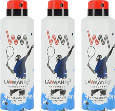

LAWMAN PG3 Challenger, Challenger, Challenger Deodorant Spray - For Men(210 ml, Pack of 3)