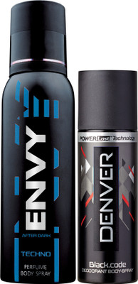 

Envy 1000 Techno Deo 130 Ml & Black Code Nano 50 ml Deodorant Spray - For Men(130 ml, Pack of 2)