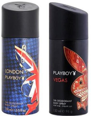 

Playboy London and Vegas Body Spray - For Men(300 ml, Pack of 2)
