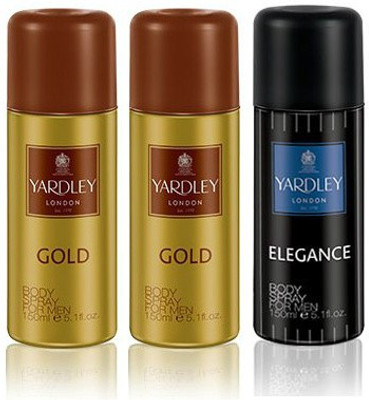 

Yardley London Gold & Elegance Body Spray - For Men(450 ml, Pack of 3)