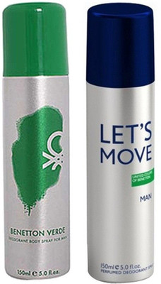 

Benetton Verde and Lets Move Deodorant Spray - For Men & Women(300 ml, Pack of 2)
