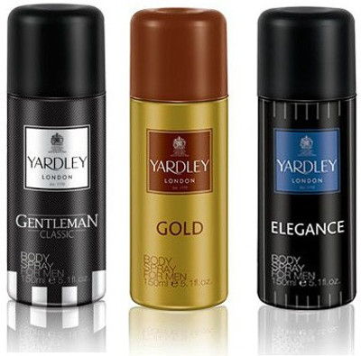 

Yardley London Gentleman & Gold & Elegance Body Spray - For Men(450 ml, Pack of 3)