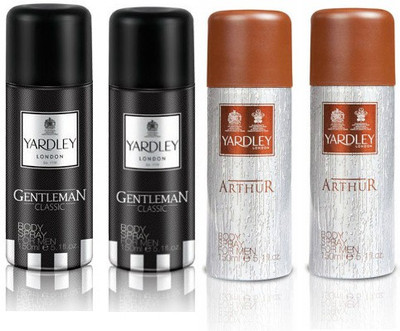 

Yardley London Gentleman & Arthur Body Spray - For Men(600 ml, Pack of 4)