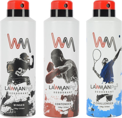 

LAWMAN PG3 Winger Contender , Challenger Deodorant Spray - For Men(210 ml, Pack of 3)
