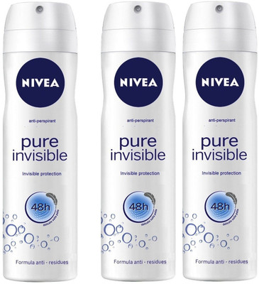

Nivea Anti-perspirant pure invisible protection 48h ( Pack of 3 ) Deodorant Spray - For Men & Women(150 ml, Pack of 3)