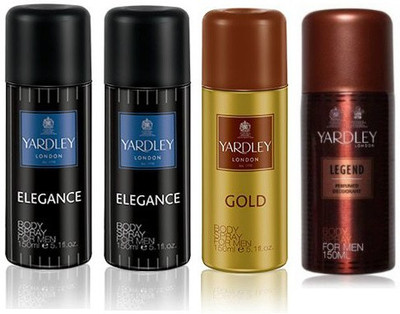 

Yardley London Elegance & Gold & Legend Body Spray - For Men(600 ml, Pack of 4)