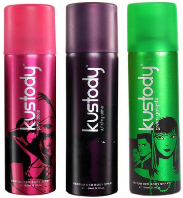 

Kustody Pink Pixie Witchy Wine & Green Gangsta Deodorant Spray - For Men & Women(150 ml, Pack of 3)