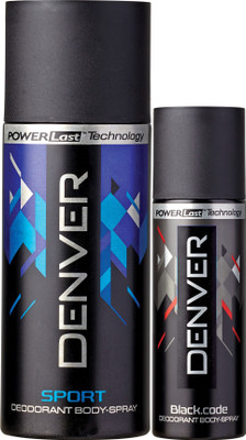 

Denver Deo Blue Sport 150 Ml & Black Code Nano 50 ml Deodorant Spray - For Men(150 ml, Pack of 2)