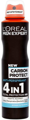 

L'Oreal Paris Carbon Protect 4 In 1 Anti-Perspirant With Ayur Soap Deodorant Spray - For Men(250 ml)