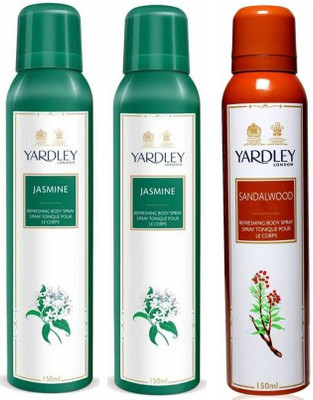 

Yardley London Jasmine & Sandal Body Spray - For Women(450 ml, Pack of 3)