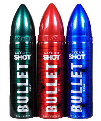 

LAYERR SHOT BULLET BRUST,AMMO,BANG Perfume Body Spray - For Men & Women(360 ml)