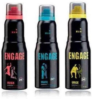 

Engage Rush,Mate,Urge Deodorant Spray - For Men(150 ml, Pack of 3)
