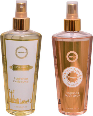 

Armaf 1 HI STREET::1 VANITY FEMME Body Mist - For Men & Women(500 ml, Pack of 2)