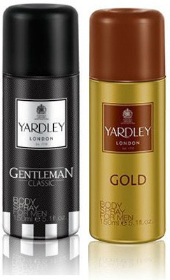 

Yardley London Gentleman & Gold Body Spray - For Men(300 ml, Pack of 2)