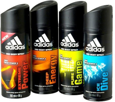 

ADIDAS Assorted Flavours Deodorant Spray - For Men(150 ml, Pack of 4)