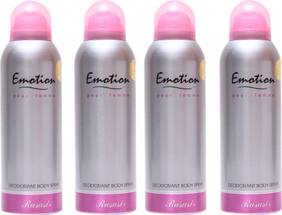 

Rasasi 4 Emotion Women Deodorant Spray - For Women(800 ml, Pack of 4)