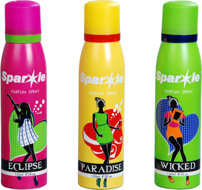 

Sparkle Sparkle Women Parfum Spray Combo Offer (Set of 3) Deodorant Spray - For Women(150 ml, Pack of 3)