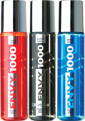 

Envy 1000 Texas Heat, Alpine Thrill & Miami Rush Crystal Deo Combo (Pack of 3) Body Spray Body Spray - For Men(405 ml)