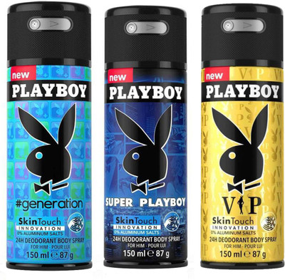 

Playboy Geneaeration, Super, Vip Body Spray - For Men(450 ml, Pack of 3)