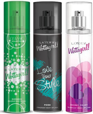 

Layer'r Evergreen ,Poise, Secret Crush Fragrant Deodorant Spray - For Women(135 ml, Pack of 3)