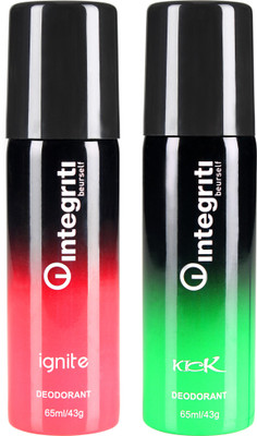 

Integriti IGNITE & KICK DEOS Deodorant Spray - For Men(130 ml, Pack of 2)