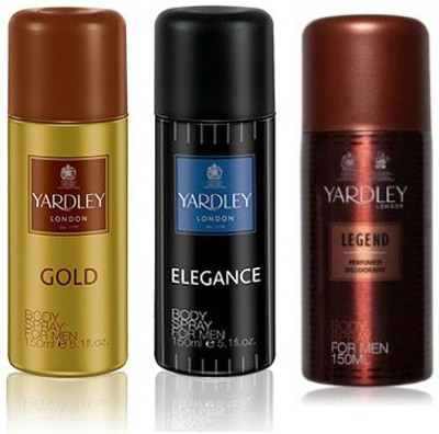 

Yardley London Gold & Elegance & Legend Body Spray - For Men(450 ml, Pack of 3)