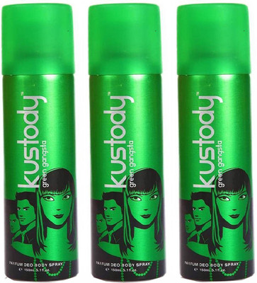 

Kustody Green Gangsta Deodorant Spray - For Men & Women(150 ml, Pack of 3)