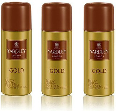 

Yardley London Gold Body Spray - For Men(450 ml, Pack of 3)