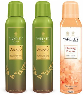 

Yardley London Feather & Princess Body Spray - For Women(450 ml, Pack of 3)