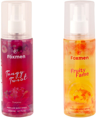 Foxmen Tangy Twist-Fruity Fame Perfume Body Spray - For Women(200 ml, Pack of 2)