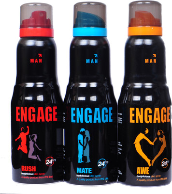 

Engage RUSH,MATE,AWE Deodorant Spray - For Men(450 ml, Pack of 3)