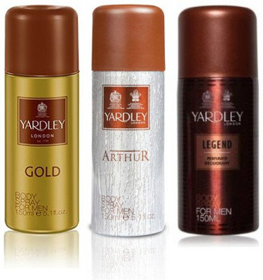 

Yardley London Gold & Arthur & Legend Body Spray - For Men(450 ml, Pack of 3)
