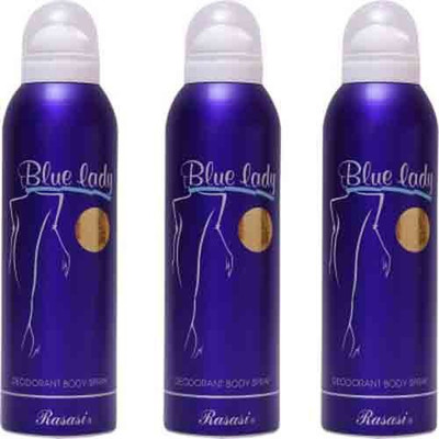 

Rasasi Blue Lady Deodorant For Women set of 3 Perfume Body Spray - For Women(600 ml, Pack of 3)