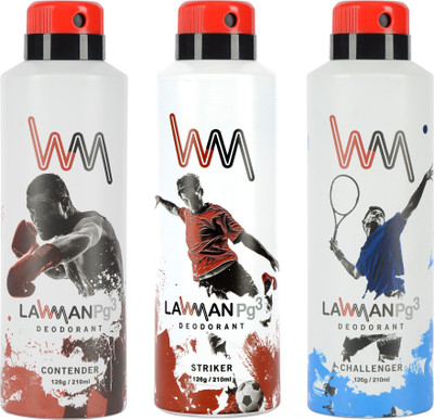 

LAWMAN PG3 Contender , Striker, Challenger Deodorant Spray - For Men(210 ml, Pack of 3)