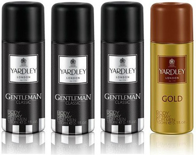 

Yardley London Gentleman & Gold Body Spray - For Men(600 ml, Pack of 4)